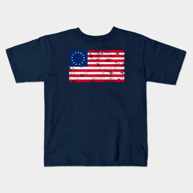 Worn Betsy Ross 1776 Flag Kids T-Shirt by gijimbo83